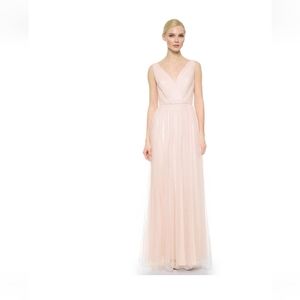 MONIQUE LHUILLIER light pink BRIDESMAIDS or Wedding TULLE GOWN